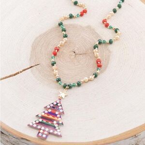 Christmas Tree Serape Bead Necklace